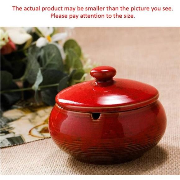 Ceramic Ashtray with Lids, Windproof,Cigarette Ashtray for Indoor or Outdoor Use - Picture 3 of 6